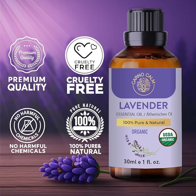 Organic Lavender Essential Oil | USDA Certified Organic Lavender Oil | for Skin and Hair | for Aromatherapy and Diffusers | 30ml