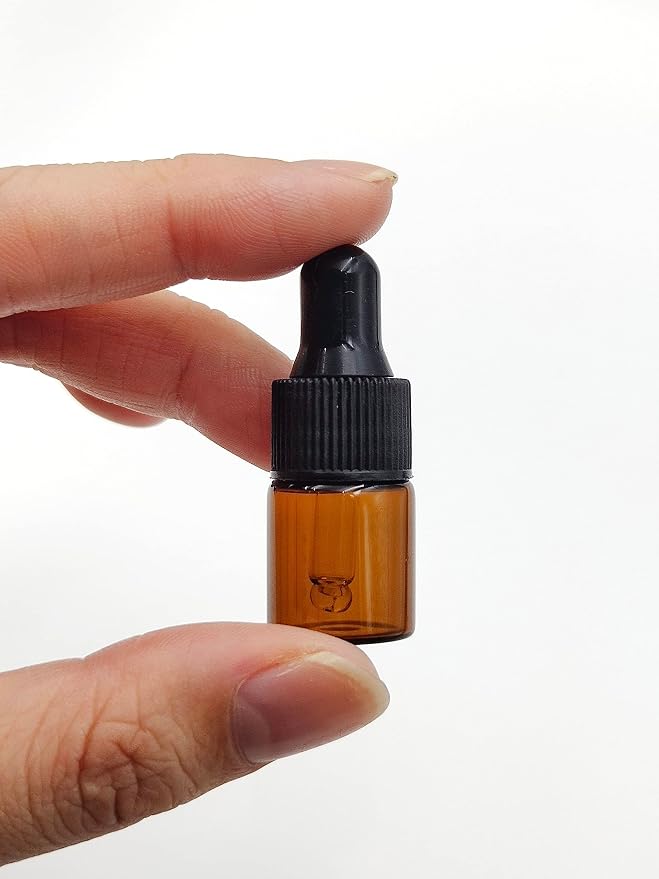 15Pcs 2ml Empty Tiny Amber Glass Mini Dropper Bottles for Essential Oils, Fragrances, and Other Liquids, with Dropper and Black Caps Travel Sample Vials
