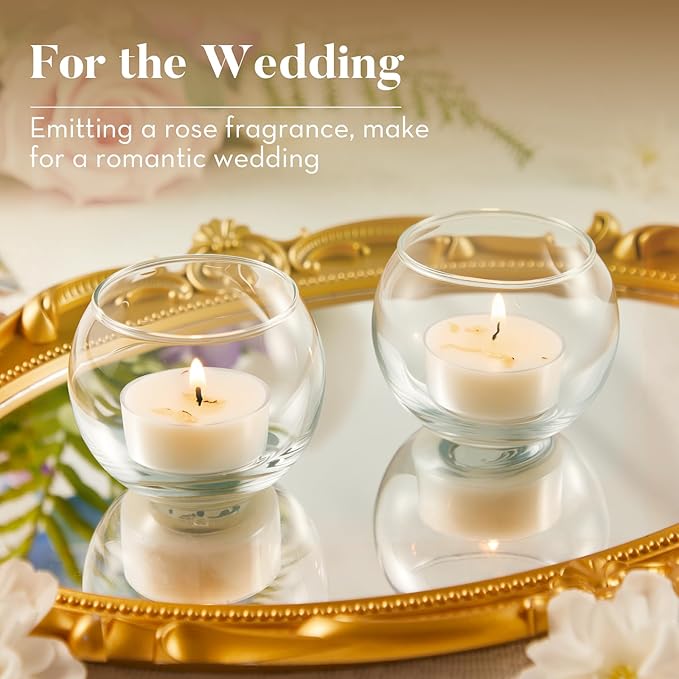 Ashlux Acrylic Jasmine Soy Wax Scented Tea Lights, 8 Pack Bulk – 4 Hour Long Burning, Non-Paraffin, Smokeless,Tealight Candles for Weddings, Table Centerpieces, Home Decor & Christmas