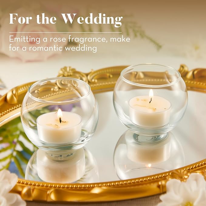 Ashlux Acrylic Jasmine Soy Wax Scented Tea Lights, 16-Pack Bulk – 4-Hour Long Burning, Non-Paraffin, Smokeless,Tealight Candles for Weddings, Table Centerpieces, Home Decor & Christmas