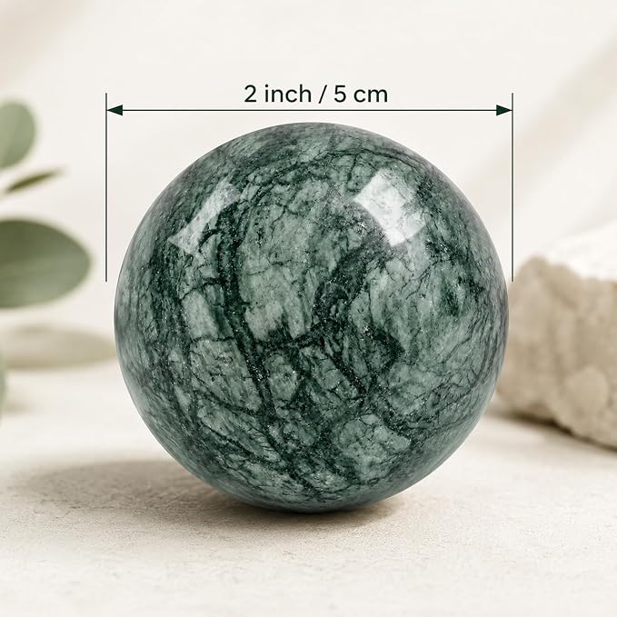 Coolrunner 2'' Marble Baoding Balls Chinese Health Stress Relieve Hand Exercise Hand Massage Hand Balls (Green)