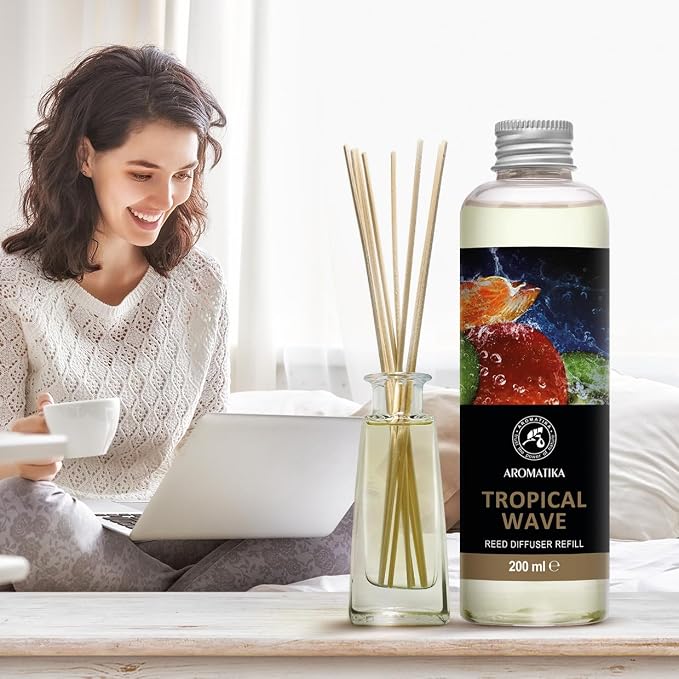Tropical Wave Refill Reed Diffuser 6.8 Fl Oz - Room Diffuser Refill - Home Fragrance - Room Freshener - Fresh and Long Lasting Fragrance