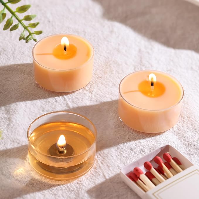 Scented Tea Lights Candles, Citrus Sunburst, 8 Pack – Vibrant Orange Scented Tealight Candles – 100% Palm Wax, 6 Hour Burn Aromatherapy Tea Light Votive Candle for Holiday Gatherings, Festive Decor