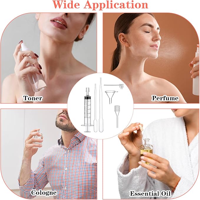 12PCS Perfume Refill Tool Kit 5ml Plastic Cosmetic Dispenser Transfer Tool Include Funnels Extractor Pumps Syringes Squeeze Droppers for Travel Perfume Atomizer Liquid Fragrance Essential Oils