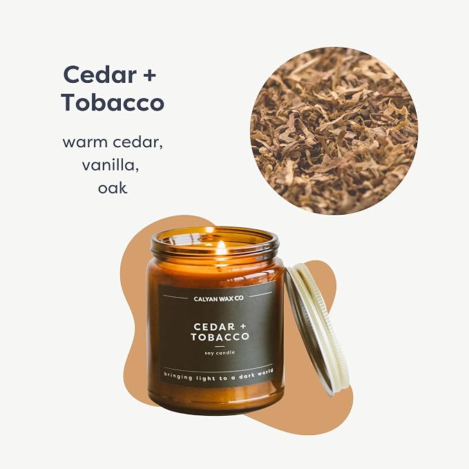 Calyan Wax Co. Masculine Scented Candle Gift Set - 3 Scented Candles - 57 Hour Burn - Luxury Clean Soy Wax Candles - Long Lasting Amber Glass Jar Candle for Home - 7.2oz