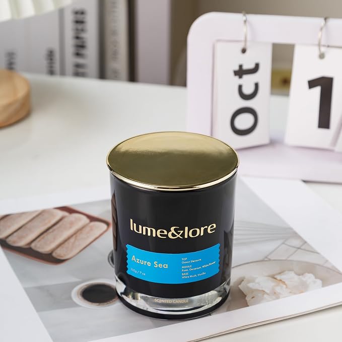 Azure Sea Scented Candle - 7oz Natural Soy Wax, Ocean Elements Aroma - Your Go-to Gift for Stress Relief & Odor Control