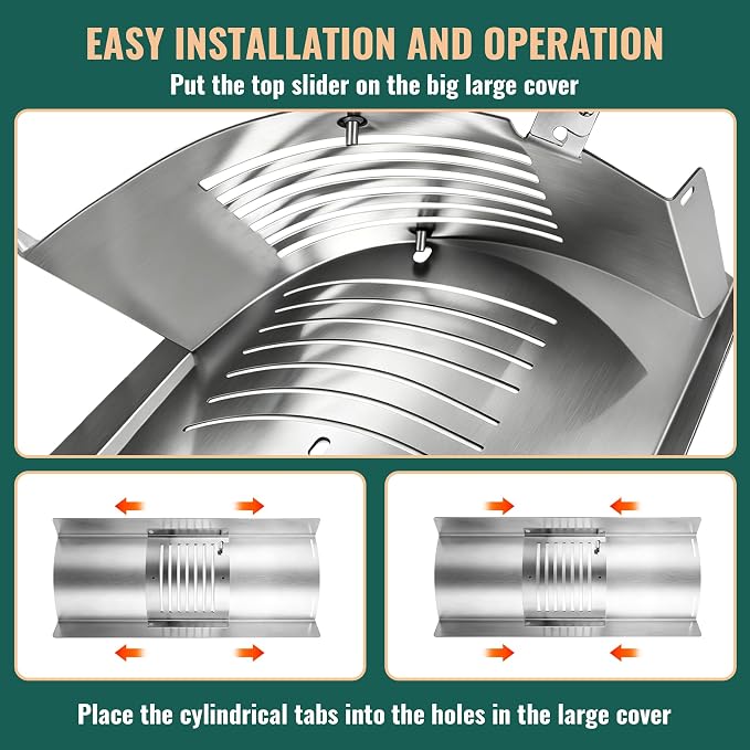 Flame Broiler Kit for Pit Boss Savannah 1500 Onyx Edition,Heat Deflector Plate Compatible with Pit Boss Replacement Parts Savannah Wood Pellet Grill PB500NX,Includes Main Plate and Slide Cover