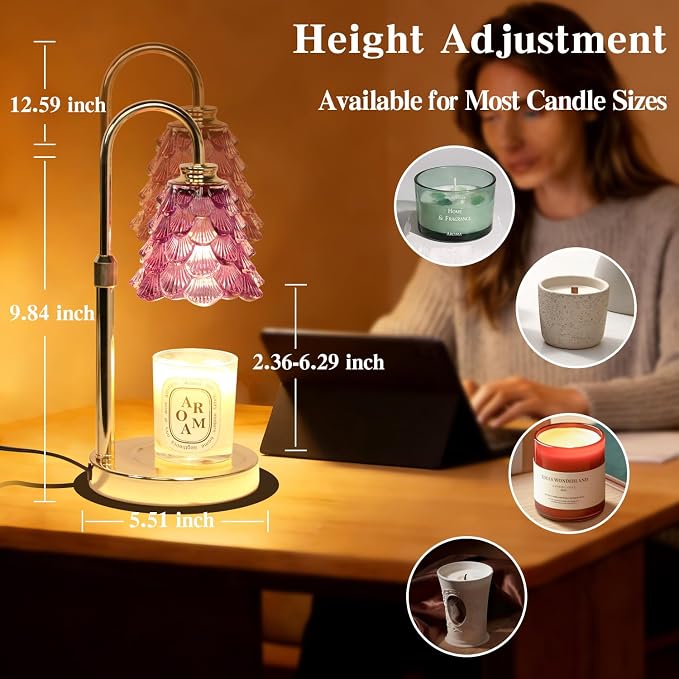 GEEZO Fragrance Candle Warmer Lamp，Electric Candle Warmer with Timer & Dimmer，Mom Christmas Birthday Gifts for Women, House Warming Gifts New Home Bedroom Decor