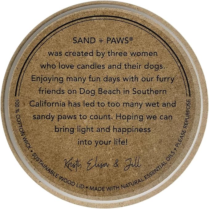 Sand + Paws Scented Candle - Tahitian Vanilla –Luxurious Air Freshening Jar Candles Neutralize pet Odors and Enhance Home décor – 100% Cotton Lead-Free Wicks - 12 oz