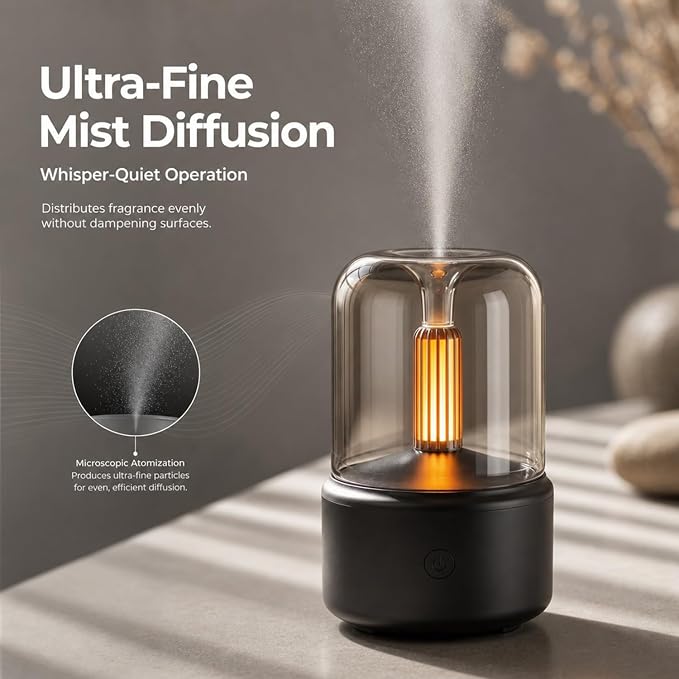 LONCIN Essential Oil Diffuser, 120ml Aromatherapy Diffuser with Auto Shut-Off Function, Ultrasonic Diffusers for Essential Oils, Cool Mist Humidifier with Warm Lights, for Home & Office