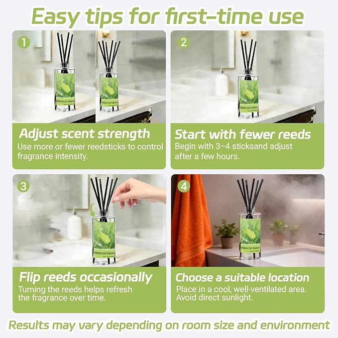 SCENTORINI Reed Diffuser Oil Refill, Fresh Cut Grass Diffuser Oil 6.76 Fl Oz, Natural Scented Essential Oil Refill Long Lasting Summer Home Fragrance for Room Spa Aromatherapy Bathroom Home Decor
