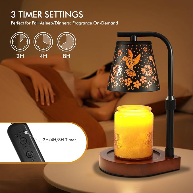 Candle Warmer Lamp with Timer & Dimmer- Electric Wax Melt Warmer with Adjustable Height for Scented Candles, Home Décor Fragrance and House Warming Birthday Gifts for Women Mom