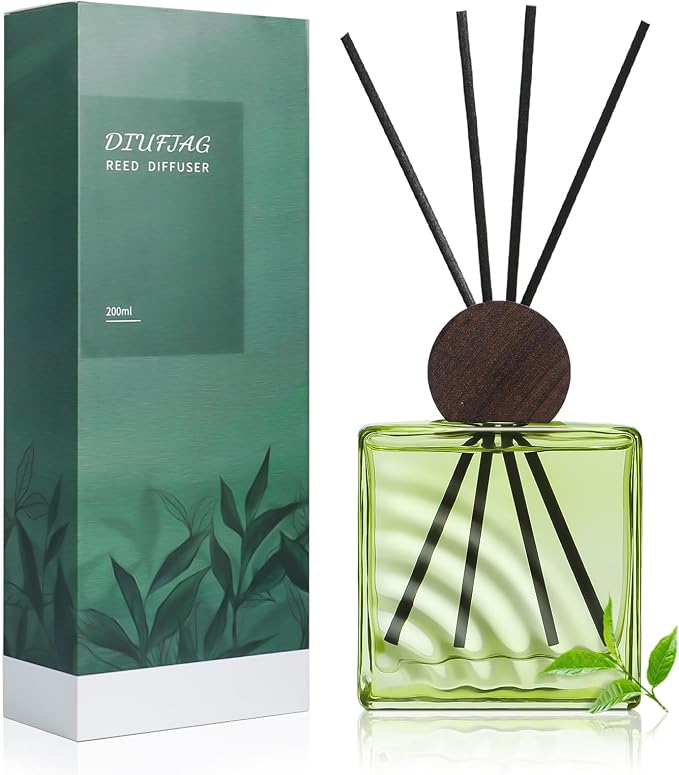 6.76 oz Black Tea Scent Diffusers with 8 Fiber Sticks,200ml Reed Diffuser for Bathroom Room Air Freshener, Last up for 40 Days