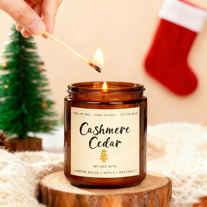 Scented Candle Gift Set for Women – 6 Pack 7oz Winter Scented Soy Candles, Long Lasting Aromatherapy Candles, Perfect for Home Décor, Vanilla, Cinnamon & Cedar Scents