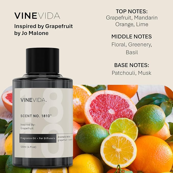 VINEVIDA [4 Oz] Inspired by: Grapefruit; Diffuser Oil Refill | Premium Scent Diffuser Oil for Home | Non-Toxic Fragrance