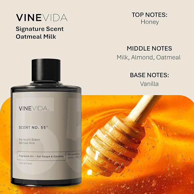 VINEVIDA [16oz] Oatmeal Milk Fragrance Oil for Candle Making Scents Soap, Perfume Oils, Soy Candles, Home Diffusers, Bath Scent Bomb, Linen Spray, Lotions, Car Freshies, ARTS-FOBP-OAT-MILK-16