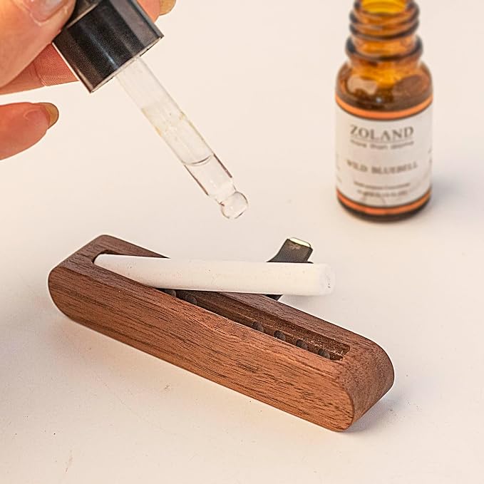 2-Pack Car Diffuser Vent Clip,Non-Electric Essential Oil Air Freshener, Refillable Walnut Wood Design, Interior Car Vent Diffuser Clips, Automotive Decoration Accessories (No Essential Oils)
