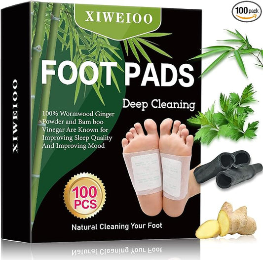 100 Packs Foot Pads kit Bamboo Feett Pads, Natural Cleansing, Promoting Sleeping, Suitable for Daily Relaxation Foot Paches Relieve Stress, Improve Sleep and Relaxation