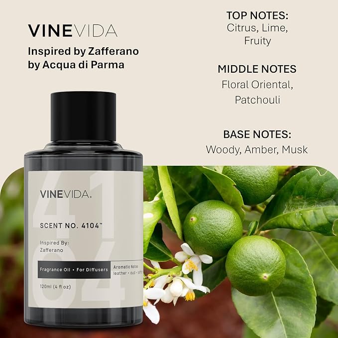 VINEVIDA [4 Oz] Inspired by: Zafferano; Diffuser Oil Refill | Premium Scent Diffuser Oil for Home | Non-Toxic Fragrance