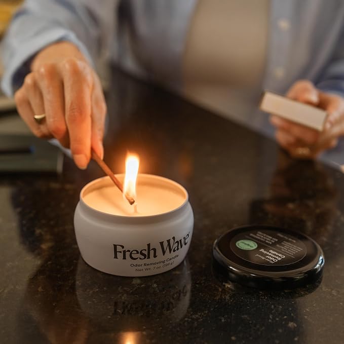 Fresh Wave Odor Removing Candle, 7 oz. | Safer Odor Relief | Burns at Least 30 Hours | Natural Plant-Based Odor Eliminator | Odor Absorbers for Home | Clean-Burning Soy
