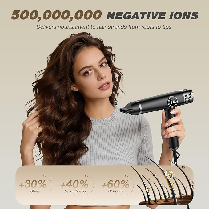 Dual Voltage Travel Hair Dryer with Diffuser, 1900W Professional High-Speed Ionic Blow Dryer for Fast Drying, Lightweight, No Heat Damage, Global Use 110V-240V