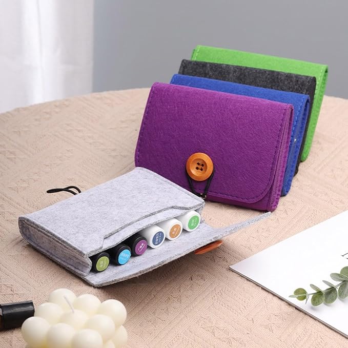 Storage Bag, Portable Storage Bag Felt Case for Essential Oil Bottles Travel Roller Bottle Storage Organizer