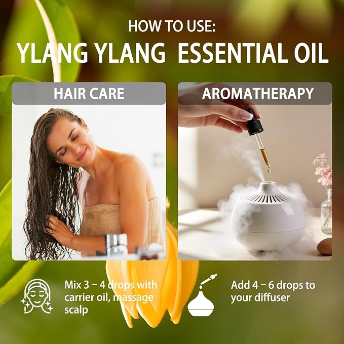 Ylang Ylang Essential Oil - Ylang Ylang Fragrance Oil for Diffuser, Massage, Humidifier, DIY Candle, Soap Making, Home, Bath, Yoga - 4 fl oz (120ml) - ZODION Essential Oils