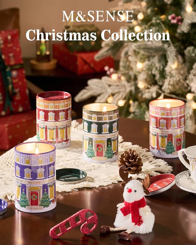 M&SENSE Gingerbread Coffee Christmas Candles, Warm Scented Holiday Candle with Gingerbread Cookie, Chocolate & Coffee Bean, Soy Wax 11.3oz 70 Hour Clean Burn, Cozy Winter Home Decor, Christmas Gifts