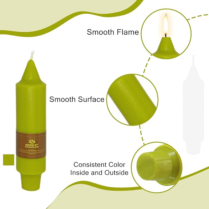 Olive Green & Grass Green Candles 5 inch Short Candle Unscented Taper Candles Ideal as Dinner Candles Smokeless Long Burning Candlesticks for Weddings Dinner Party Home Decor
