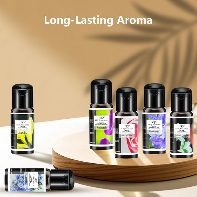 Blossom Essential Oils Set, 6x15ml Aromatherapy Oil Kit for Diffuser, Humidifier, Air Purifier- Aqua Lily, Water Hyacinth, Jasmine & Camellia, English Violet, Bulgarian Rose, Lavender