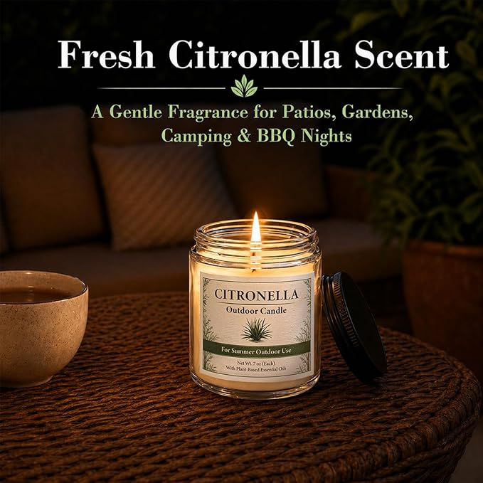 Citronella Candles Outdoor - 6 Pack Soy Wax Citronella Candles, 42 oz 300 Hours Total Outdoor Candle Set for Patio Backyard, Garden, Balcony, Deck, Porch, BBQ, Camping & Summer Parties