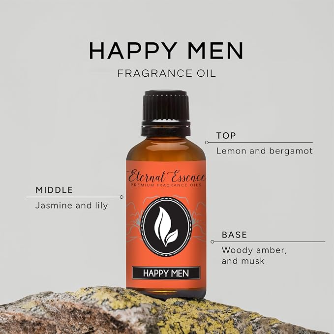 Eternal Essence Oils Happy Men 30ml Premium Fragrance Oil - for Candle, Soap Making, Aromatherapy, Diffusers, Home Care, & Humidifiers