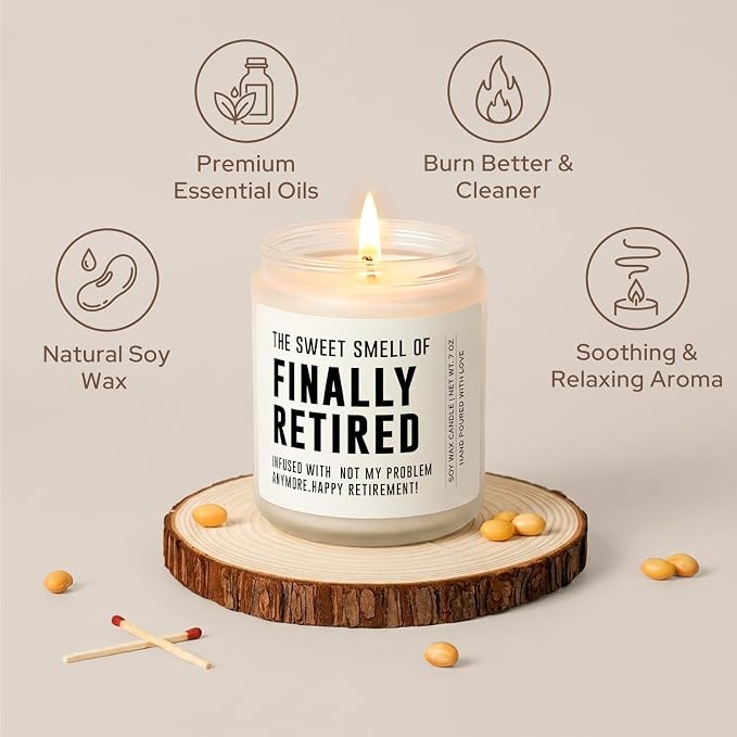 Retirement Gift for Woman Man, Retired Gifts for Women Men, Coworker, Teacher, Nurse, Friends and Family, Funny Retirement Candle Decoration, Lavender Soy Wax Candle 7Oz