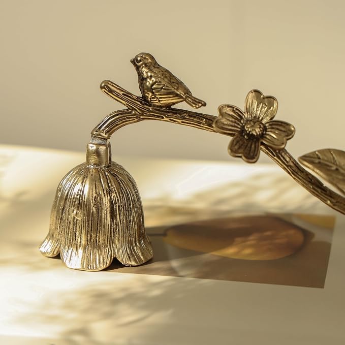 NIKKY HOME Gold Candle Snuffer, Vintage Candle Snuffer with Bird Flower, Elegant Candle Extinguisher Decorative Metal Wick Flame Snuffer Candle Accessory