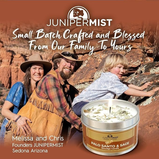 Palo Santo & Sage Smudge Candle (6oz) Ground & Purify - Pure Sage Energy Cleansing Candle for House Cleansing Negative Energy – Spiritual for Protection & Intention – Soy Wax - Made in The USA