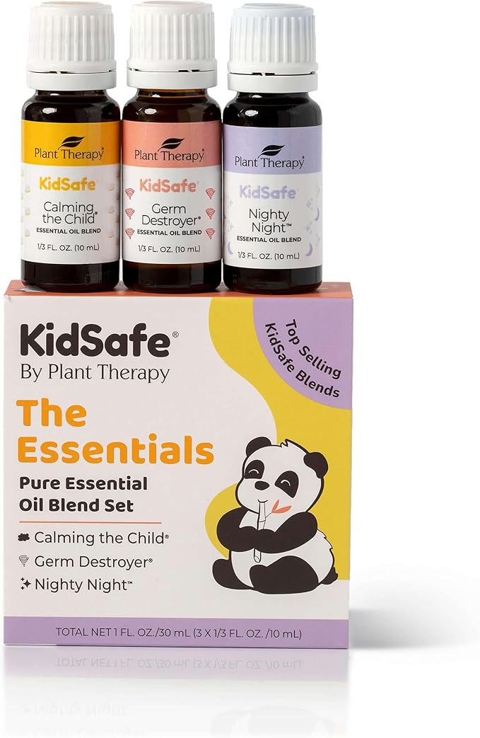 Plant Therapy Kids The Essentials Blend Set, 10 mL (1/3 oz) Each, Made with 100% Pure, Undiluted Essential Oils, KidSafe Essential Oils for Calming, Sleep, and Immune Support