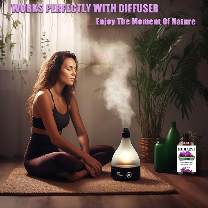 Lilac Essential Oil, Lilac Oil 4 Fl Oz 120ML for Diffuser Humidifier Yoga Cleaning DIY Candle Soap Making MUMAZYL Essential Oils