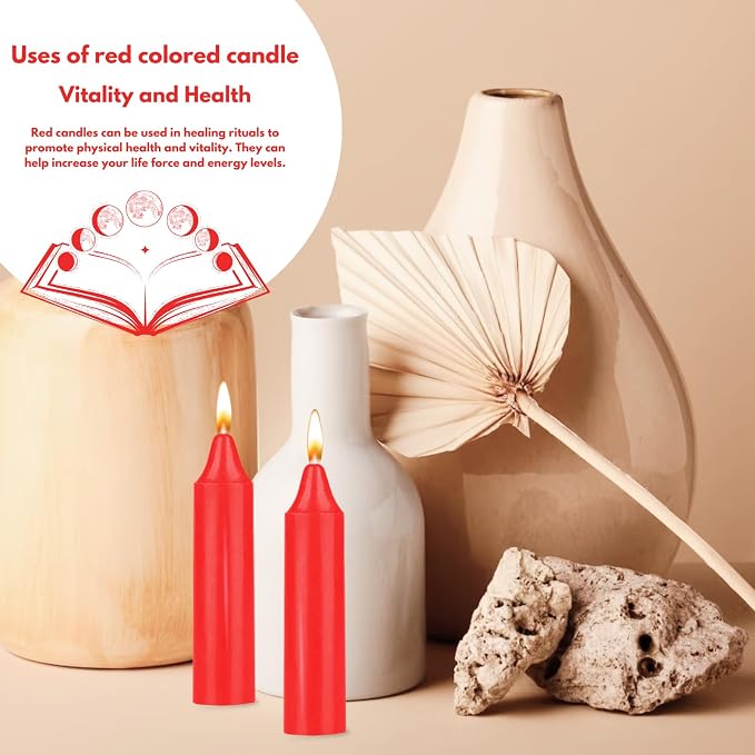 Box of 12 Red Candles |4 inches Dripless Paraffin Wax Candles | Witchcraft Supplies for Your Personal Wiccan Altar, Spells, Charms & Intentions | Witchy Room Decor | Taper Candlesticks
