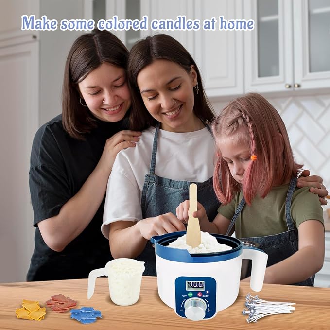 KQU Candle Wax Melting Pot with Temp Control, Wax Melter Digital Temp for Candle Making Including Wicks,Color Dyes