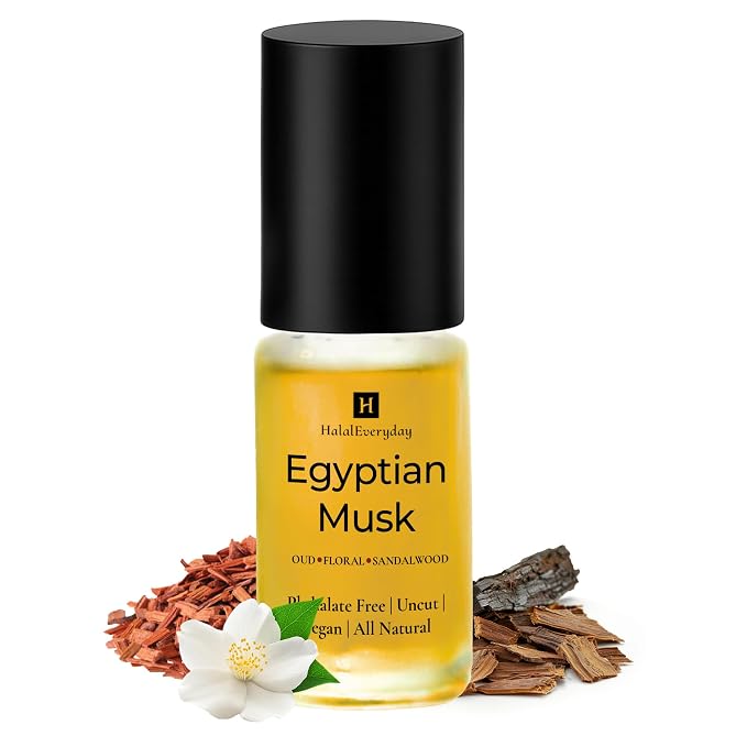 Egyptian Musk Body Oil – 1 oz Glass Roll-On Bottle | Alcohol-Free & DPG-Free Perfume Oil for Body, Hair & Skin by Halal Everyday