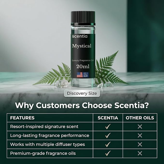 Scentia Mystical Aromatherapy Oil for Diffuser – Hotel Scent Inspired by Wynn Las Vegas – 20 mL – Melon, Raspberry & Jasmine Natural Fragrance Oil for Waterless & Cold Air Diffusers, Made in USA