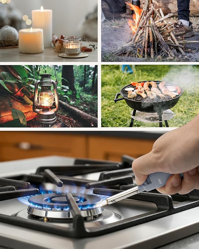 MK Lighter 10PCS Candle Lighters, Windproof Flame, Ideal as Lighters for Candle, BBQ, Camping, Outdoor, Butane Refillable, Multipurpose Lighters, Random Color (3BL Pastel 10PC)