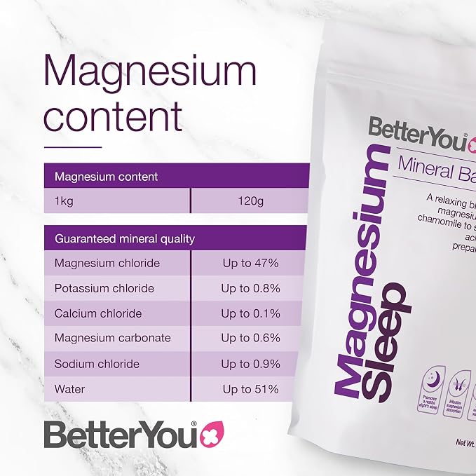 BetterYou Adult Sleep Bundle - Magnesium Bath Salt, Body Lotion, and Essential Oils Spray - Soothe Tired Muscles - Lavender and Chamomile Blend - 3 pc
