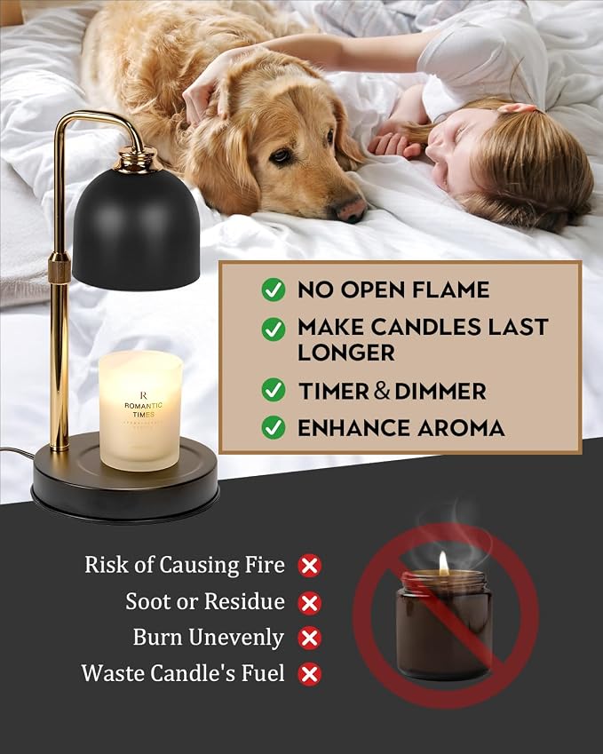 Candle Warmer Lamp with Timer & Dimmable Brightness, House Warming Gifts New Home, Candle Warming Lamp Gifts for Mothers Day, Birthday Gifts for Women Mom, Flameless Wax Melt Warmer for Jar Candles