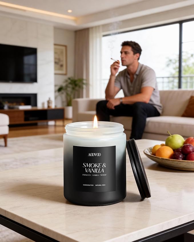 AOOVOO Scented Candles Set - 4 Pack Men Candles for Home Scented, 28 oz Soy Wax, 200 Hour Long Lasting Candle, Soy Candle Gifts Set for Men, Birthday, Valentine, Christmas, Anniversary Present