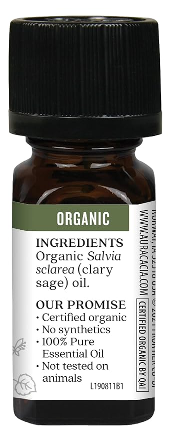 Aura Cacia Aromatherapy 100% Organic Essential Oil Clary Sage, 0.25 Oz