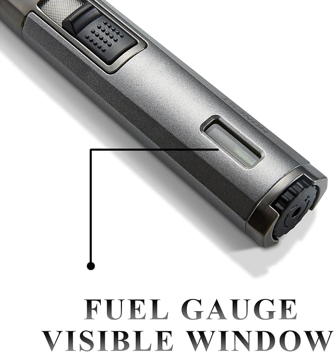 Zoocura Torch Lighter Butane Lighter Refillable Jet Flame Torch Lighters Windproof Gas Long Torch Lighter Adjustable Butane Pen Lighter for Candles Grill BBQ Stove Camping(Gas Not Included)