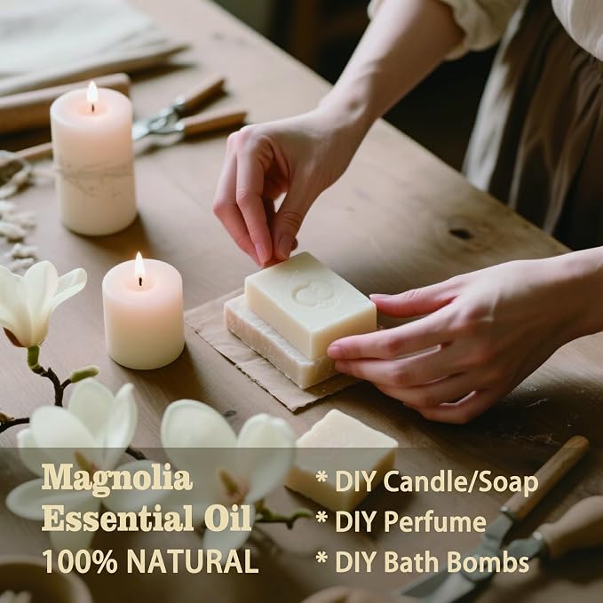Magnolia Essential Oil, Magnolia Oil for Diffuser, Humidifier, Massage, DIY Candle, Soap, Yoga, Relaxation, Gift Ready,Magnolia Fragrance Oil - MLYNKL Essential Oils (4.33 fl oz / 130ml)