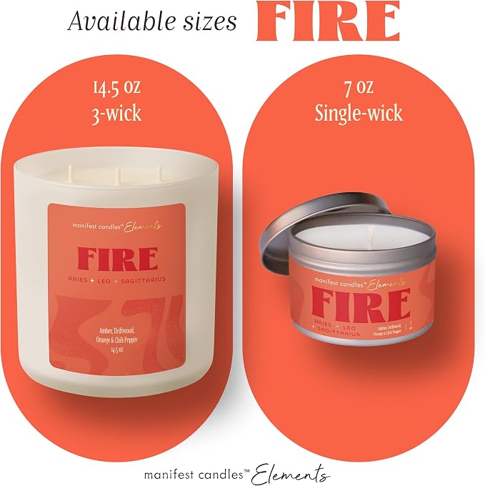 Leo Gifts for Women, Large 3 Wick Zodiac Fire, Aries Sagittarius Zodiac Gift for Women - 60 Hour Burn - Astrology Gifts for Woman, Healing Manifestation Spiritual Candles, Intention Meditation Candle