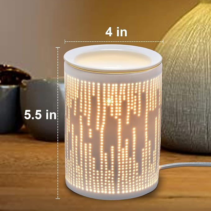 Electric Wax Melt Warmer, Ceramic Candle Wax Warmer for Scented Wax Melter Electric Wax Burner Wax Melts Wax Cubes Melter, Mother's Day Aroma Lamp for Home Hotel Office (Music-Lines)